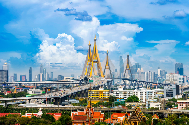 Header beautiful cityscape bangkok highway bridge thailand