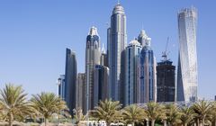 Wide thumb skyscrapers palm trees dubai uae