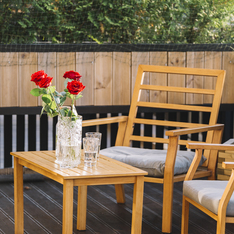 Thumb beautiful red rose vase drink wooden table rooftop